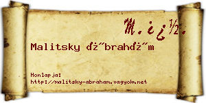 Malitsky Ábrahám névjegykártya